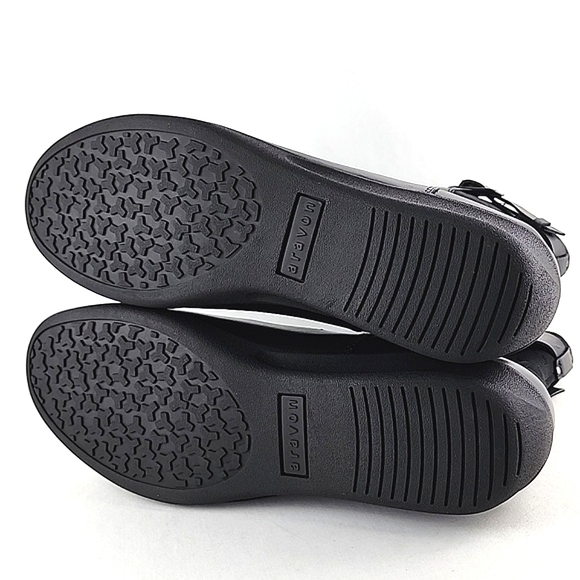 Aravon Women's Black Waterproof Leather Short Wedge Boots Buckle Strap Size 11 - Picture 13 of 16